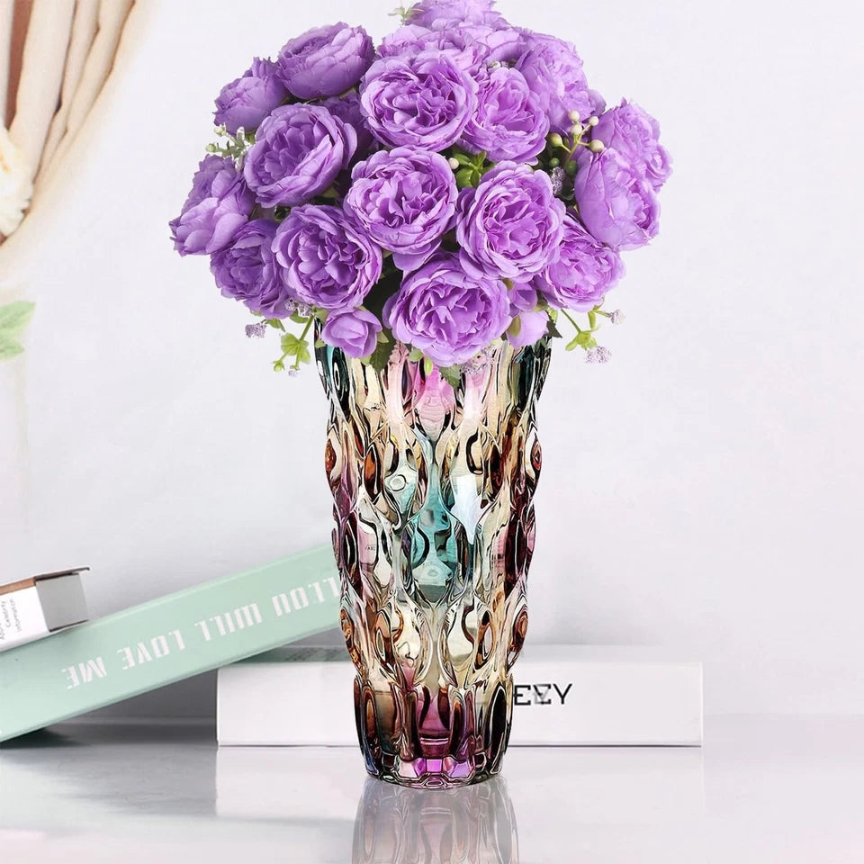 Glass Vases for Flowers, Thickened Heavy Duty Modern Vase, 3.4 Lb Large Clear Flower Vase for Home Decor